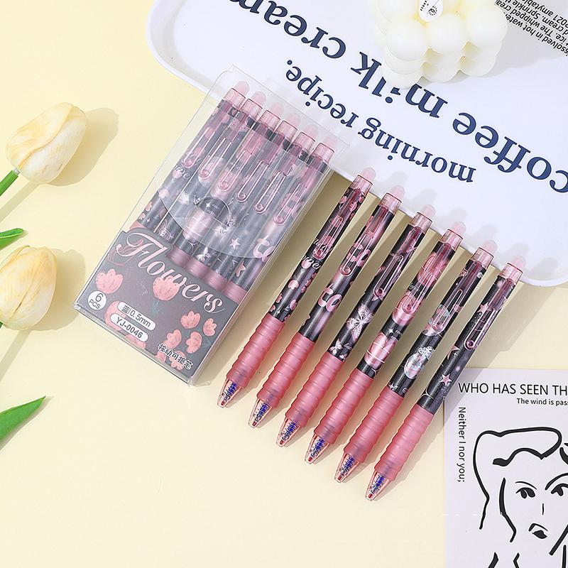 

6Pcs Cute Creative Erasable Pens Neutral Pens Smooth Writing Roller Ball Pens