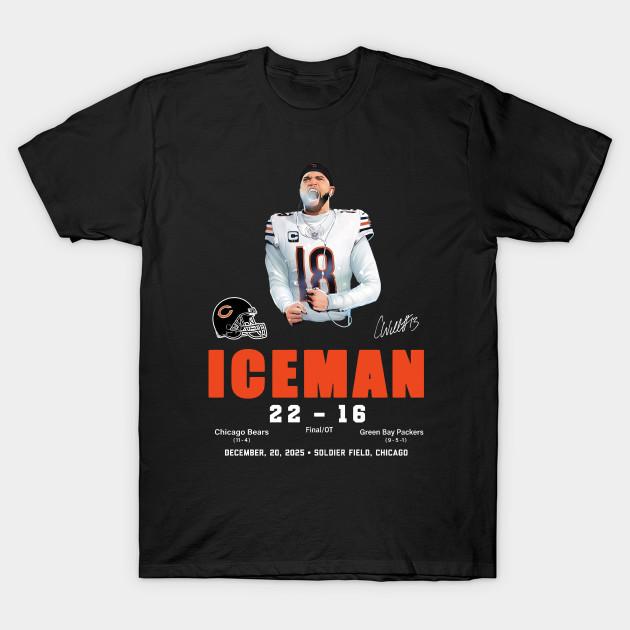 Men Black Print T-shirt Ice Man Caleb Williams Signature Dec 2025 No-Cut Heat Transfer Print Cotton Tshirt