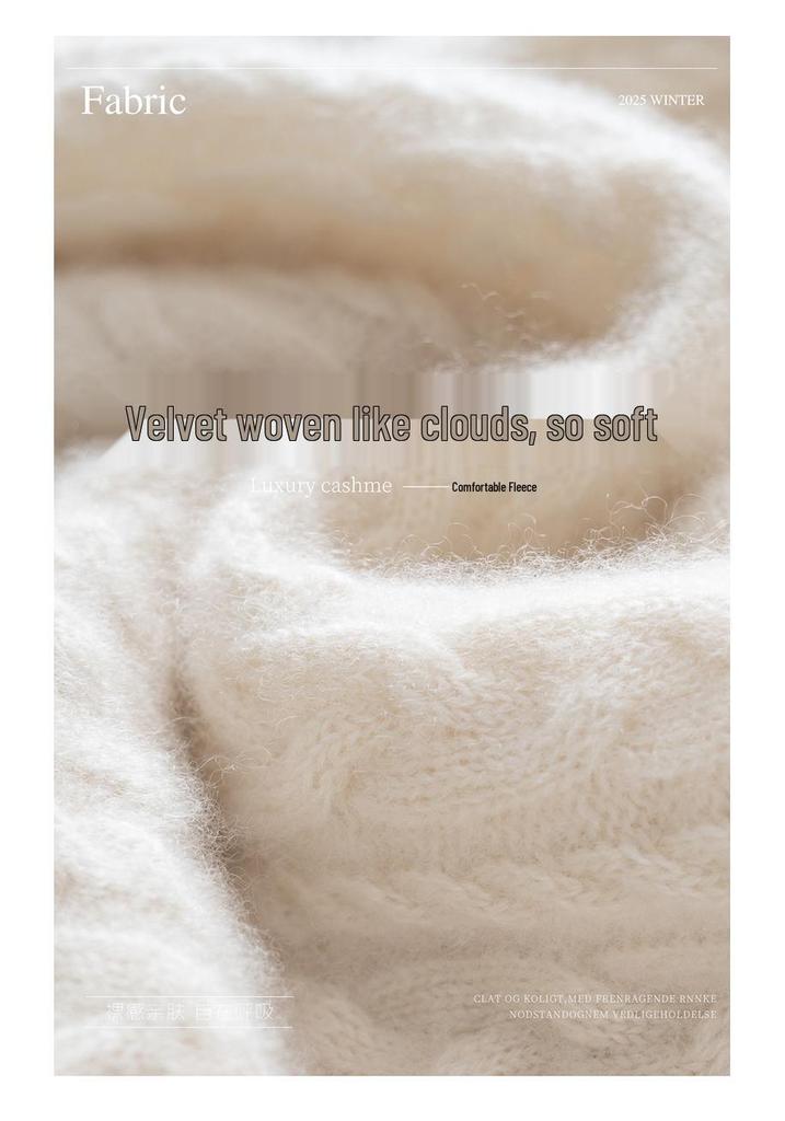 Women’s Loose Hooded Cashmere Sweater – Thick Cable Knit with Half-Open Collar for Autumn and Winter