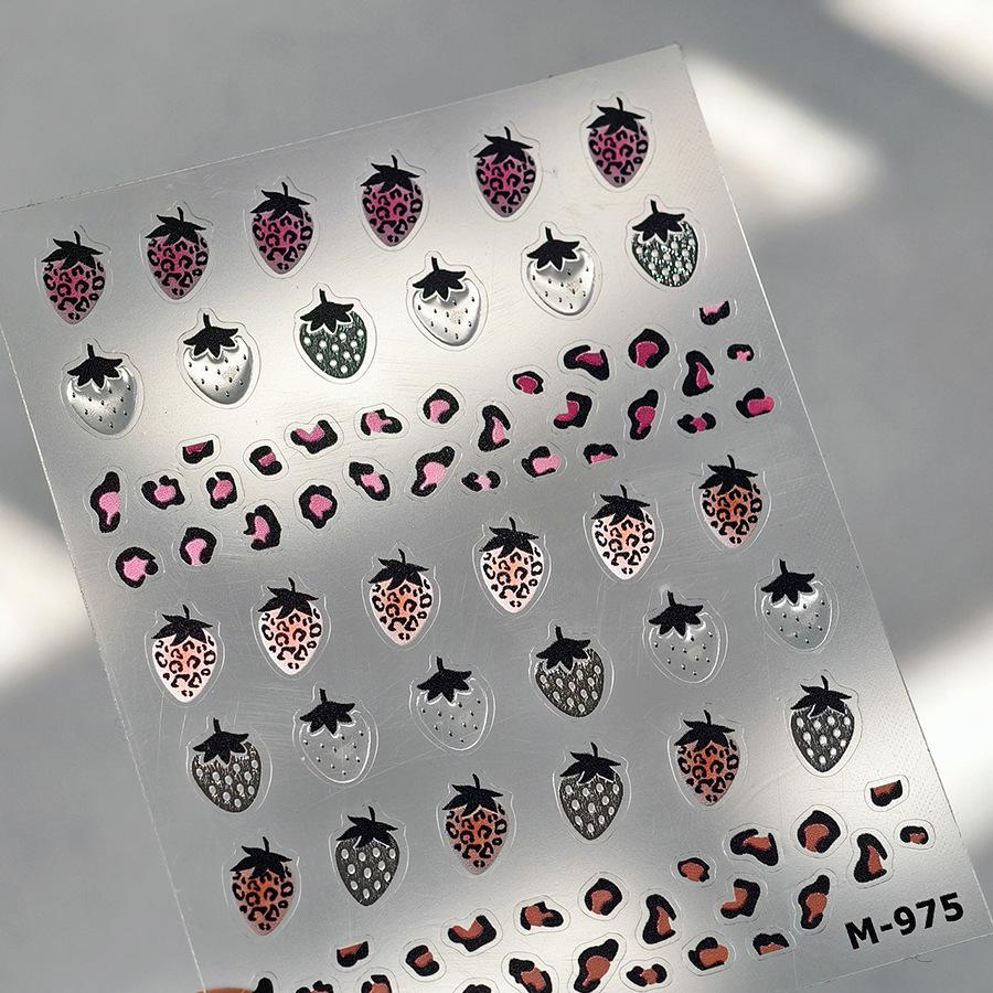 

TENSOR Матовые серебристые клубничные самоклеящиеся наклейки для ногтей M-975 - Серия тонких лезвий, желейный клей