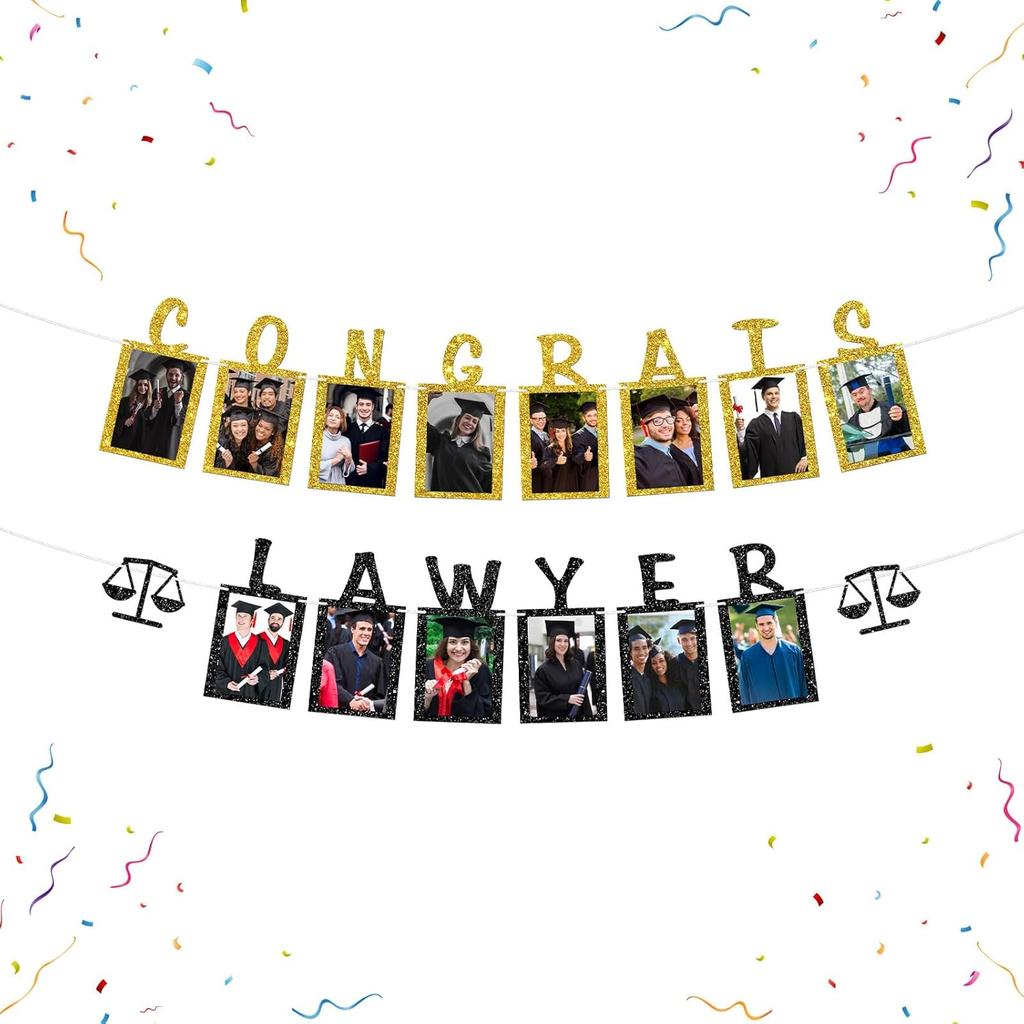 Senior Photo Banner Congrats Grad Paper Photo Frame High School College Graduation Bunting Decorations Congrats Senior Picture Banner Gold Glitter
