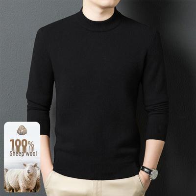 Fengxun Men's 100% Pure Wool Mock Neck Thermal Sweater FXT5286