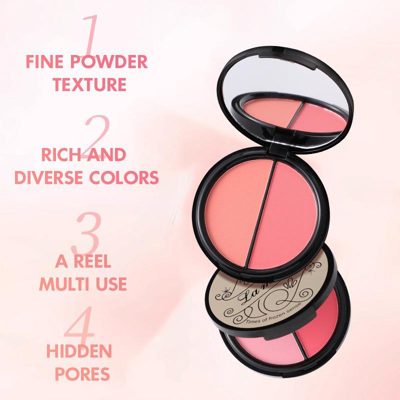 Two-Color Matte Blush Palette: Nude Makeup, Multi-Use, Perfect for Students.