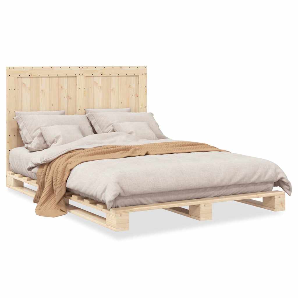 Solid Wood Bed with Headboard 140 X 200 Cm Pine