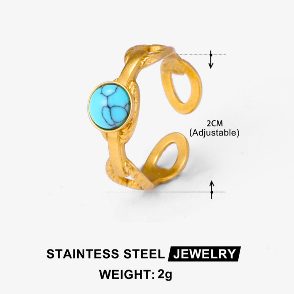 Бирюзовое регулируемое геометрическое кольцо из нержавеющей стали для женщин