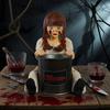 Horror Girl Figurine Creepy Girl Doll Popcorn Bucket Halloween Table Centerpiece Scary Girl Statue for Horror Themed Parties