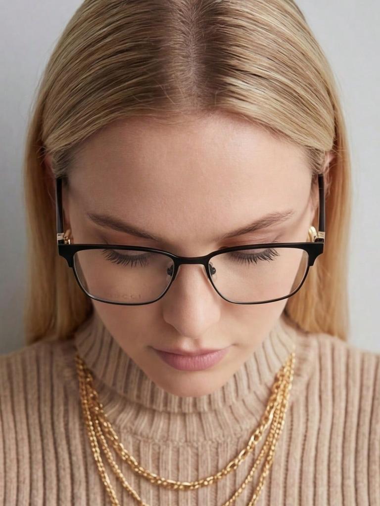 Gucci GG0756OA 001 Black & Gold Rectangular Eyeglasses for Men and Women