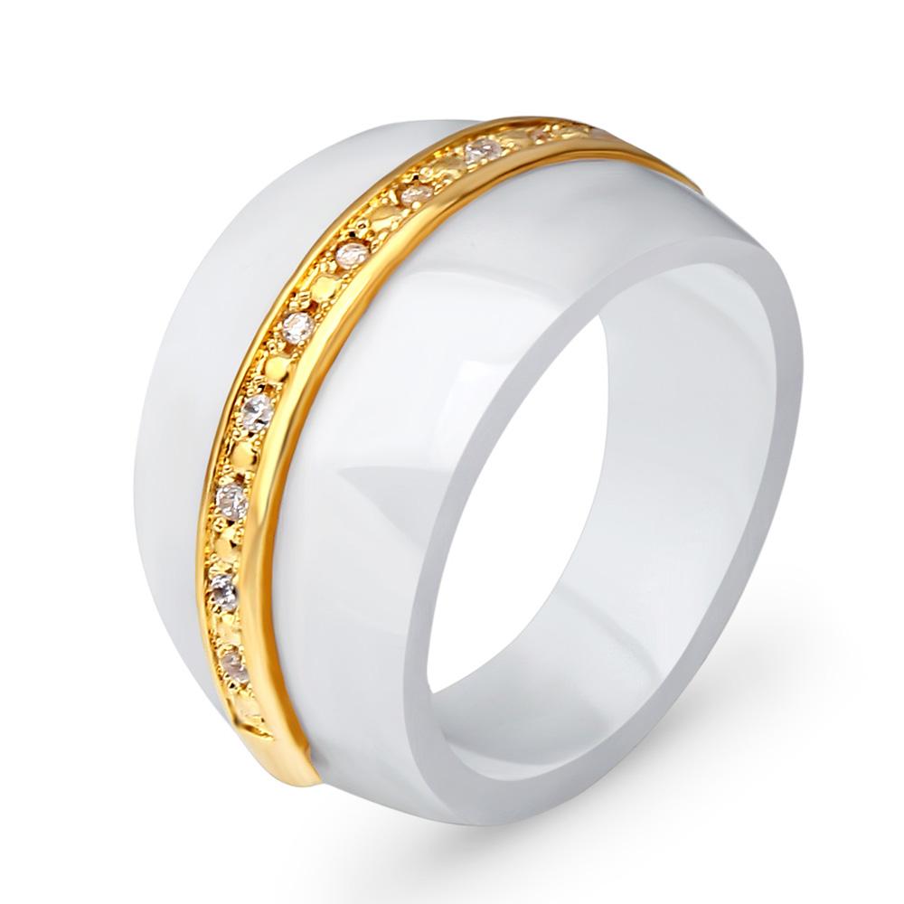 New Fashion Luxury Round Gem Stone Cubic Zirconia Ceramic Ring Statement Rings For Women Jewelry
