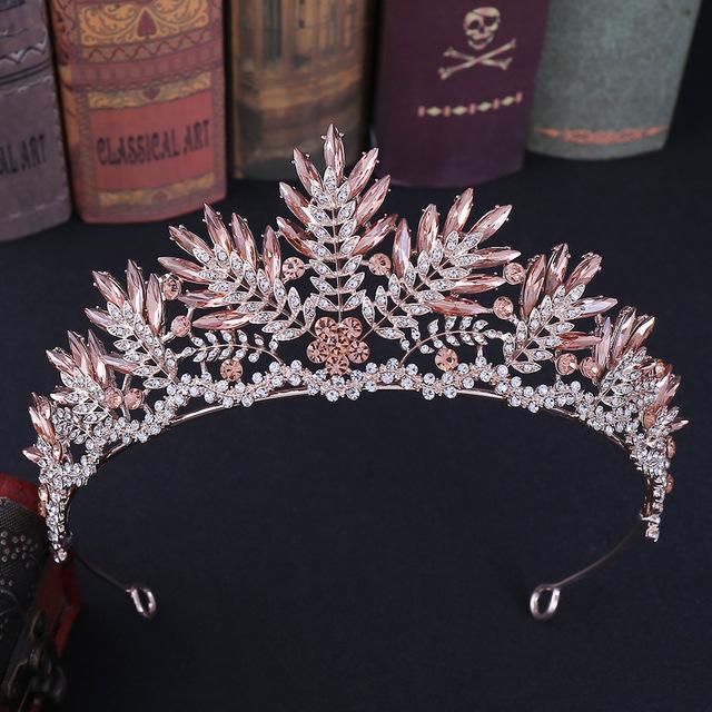 Baroque Bronze Black Crystal Beads Bridal Tiaras Rhinestone Diadem Pageant Crown For Brides Headbands Wedding Hair Accessories