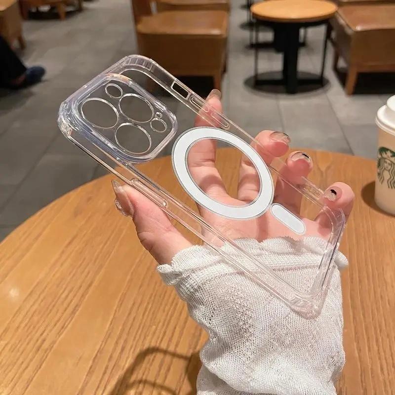 NEW MagSafe Wireless Transparent Charging Case for iPhone 11 12 13 14 15 16 17 17Air Pro Max Plus