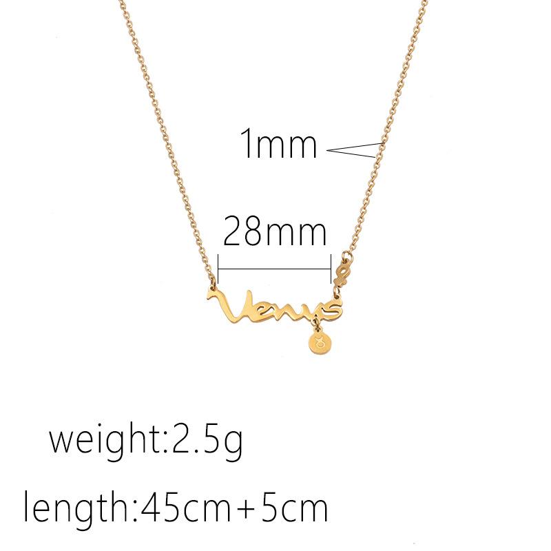 Small Fresh Simple Does Not Fade Niche Letter Round Brand Pendant Love Letter Design Necklace Girl Steel color