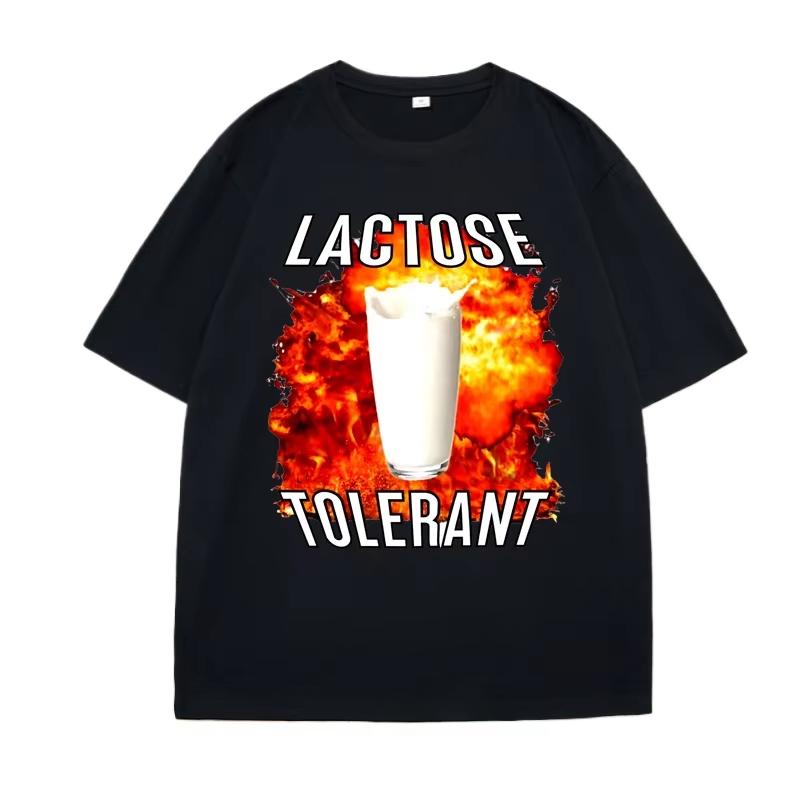 Laktoseintolerant Lustiges Meme T-Shirt Unisex Damen Freizeit Druck Locker Kurzärmlig Unisexs Damen T-Shirts Kleidung Tops Sommer