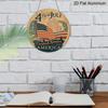 2D Flat, 1pc Round Aluminum Hanging Sign - Vintage 4th of July Patriotic Metal Wall Art, Retro USA Flag & Firework Design, Perfect for Independence