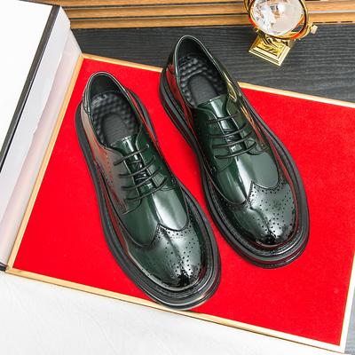 Patentleer Oxford Jurk Groen Mode Man Zakelijk Handgemaakt Bruiloft Herenschoen Designer Formeel Brock Originele Leren Schoenen