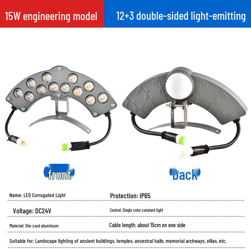 24V 6W Wasserdichte LED-Dachziegelleuchte für Außenbereiche, Tempel oder Pavillons