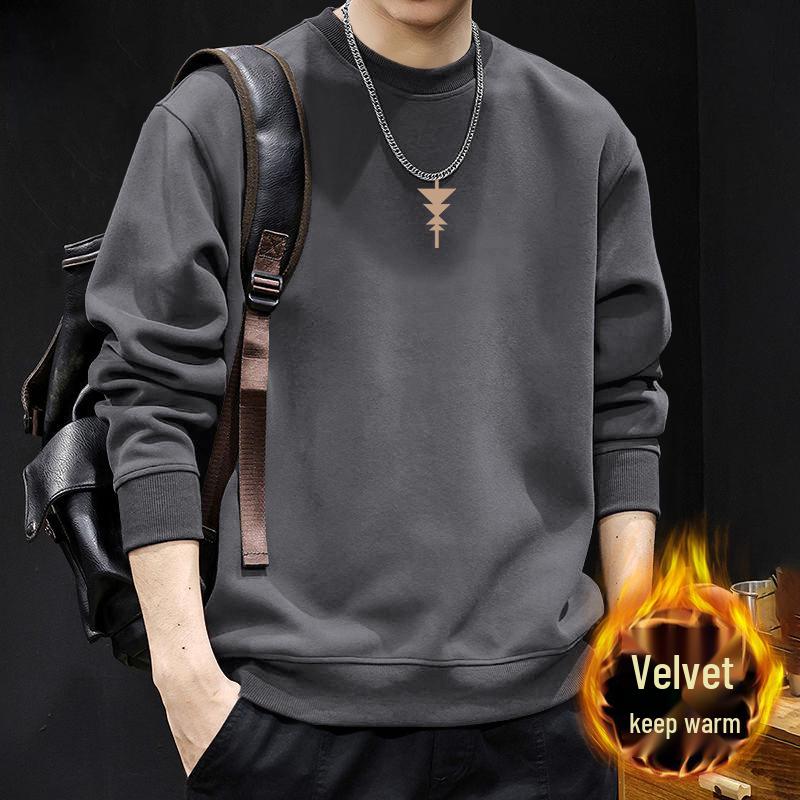 Herren Hoodie im amerikanischen Stil, schwere Qualität, Rundhalsausschnitt - Herbst/Winter, Lockerer Schnitt, Große Größen, High-Street-Trend