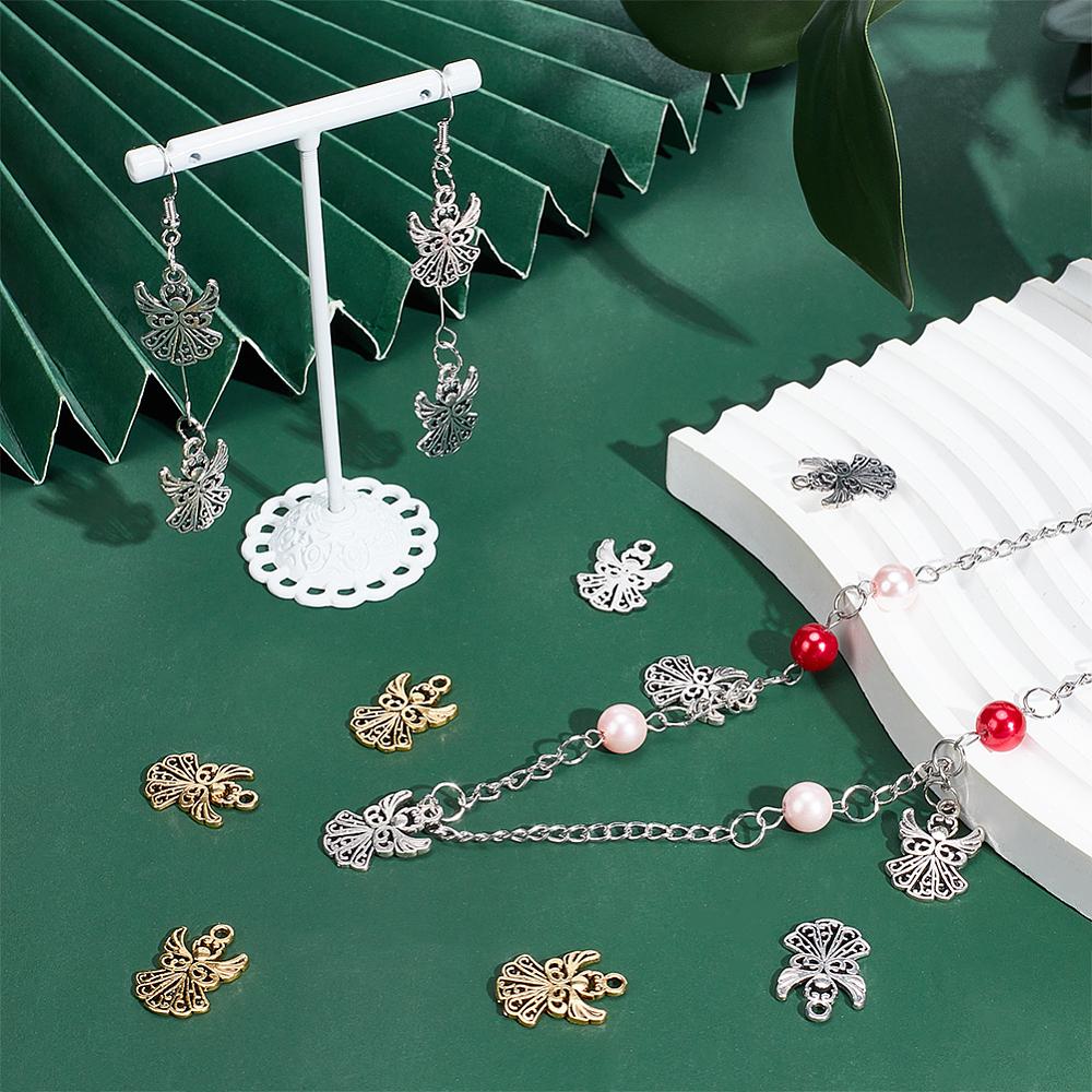 Tibetan Style Pendants Angel Antique Silver & Antique Golden 20x14x1mm Hole : 1.5mm 80pcs/box