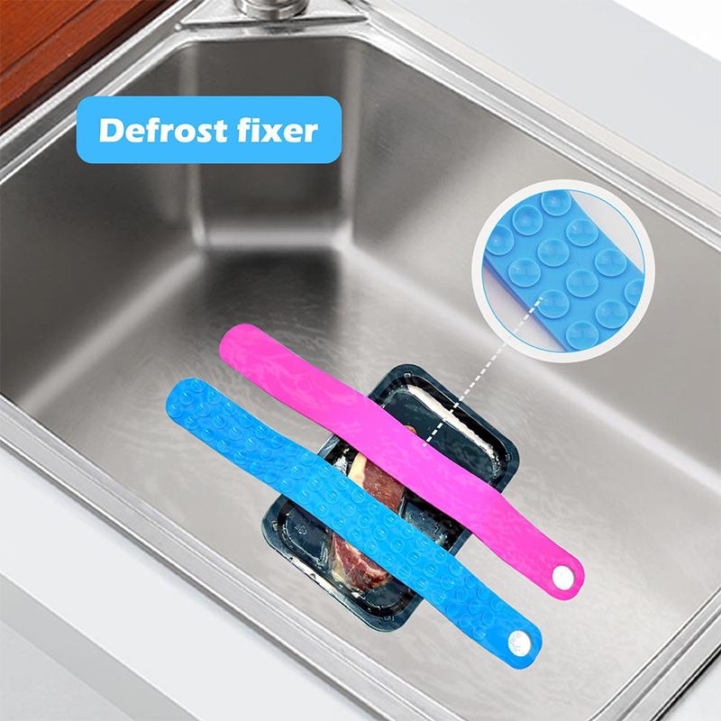 1Pcs Thaw Belt Silicone Sink Defrosting Belt with Super Suction Faster Safer Thawing for Frozen Meat Fruits and Vegetables