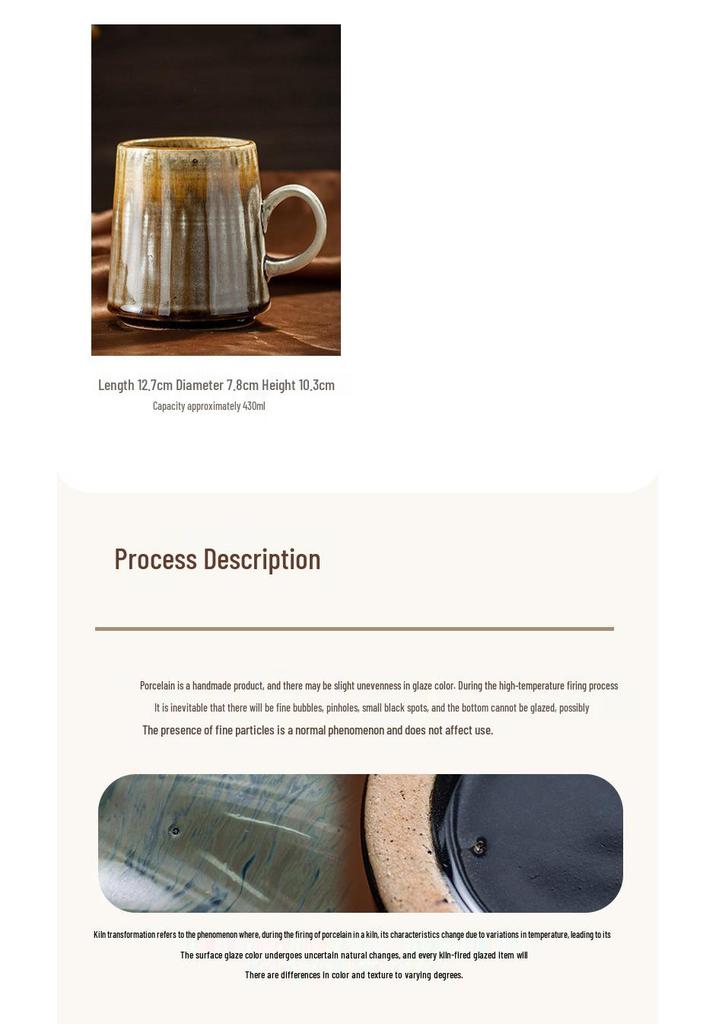 Retro Ceramic Coffee Mug - Large Capacity Coarse Pottery Water and Beer Cup, Light Luxury Design for Home or Office Use
