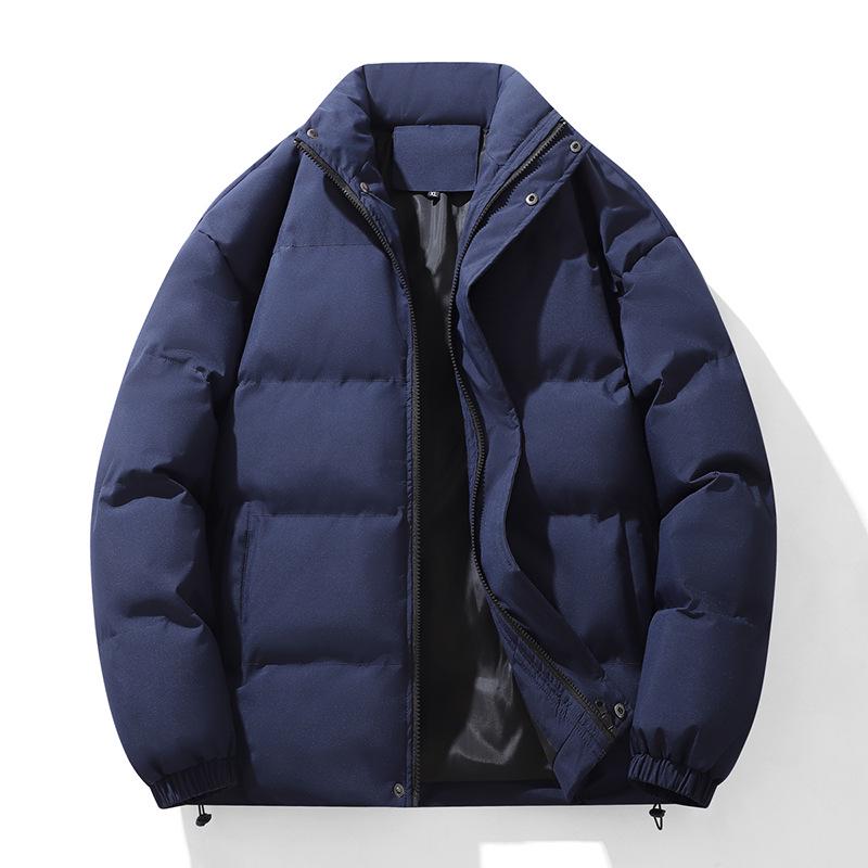 Unisex Cotton Padded Stand Collar Bread Coat - Autumn/Winter Casual Solid Color Jacket