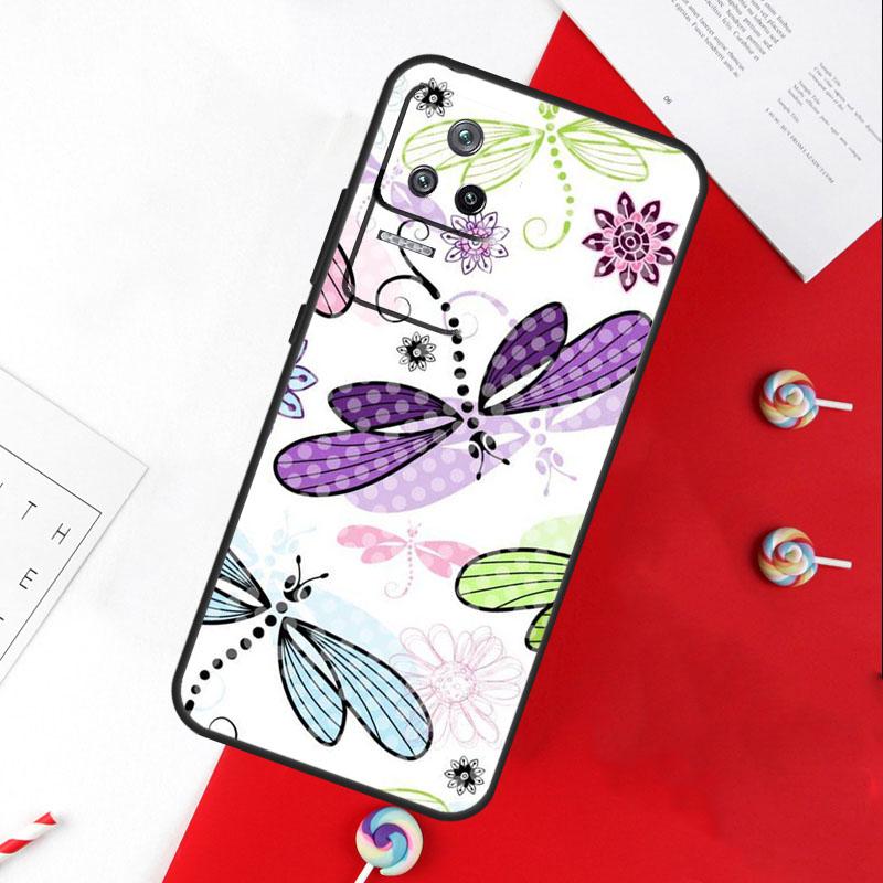 Floral Colorful Dragonfly Cover For Xiaomi 11T 12T 13T 14T Pro 13 14 15 Ultra POCO X7 Pro X3 X5 X6 F5 F6 M6 Pro Case