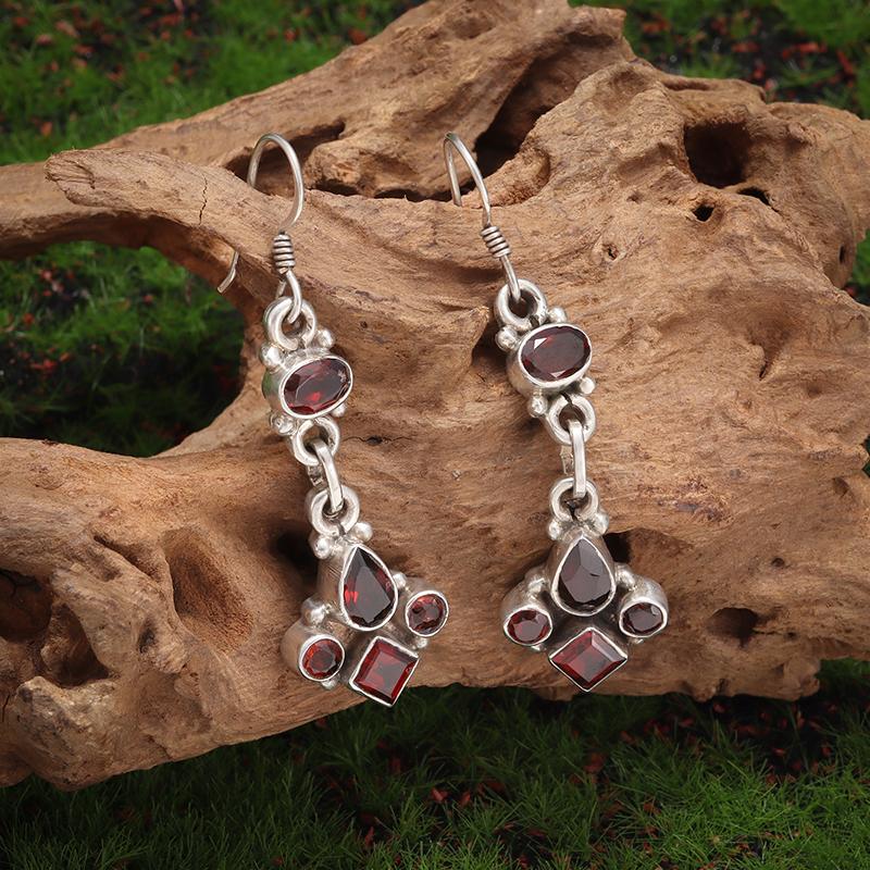 Retro Ethnic Style Red Zircon Earrings for Women, Elegant Earrings Accessories