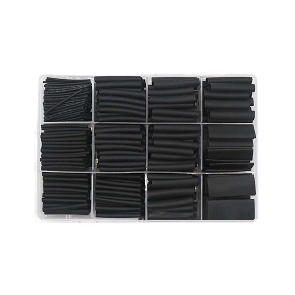 625 PCS Heat Shrink Tube Kit Black Waterproof Insulation Heat Shrink Tube Sleeve