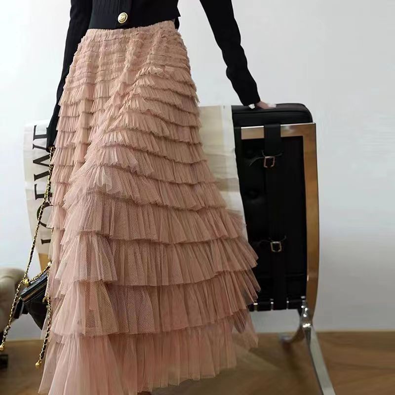 Κομψή και Princess Style Cake φούστα με πολλές στρώσεις για γυναίκες