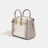 25cm Mode Klassisches Krokodilmuster Birkin Bag Luxus Damen Große Kapazität Tote Schulter Umhängetasche Mittel Weiches PU-Material Schnallenverschluss