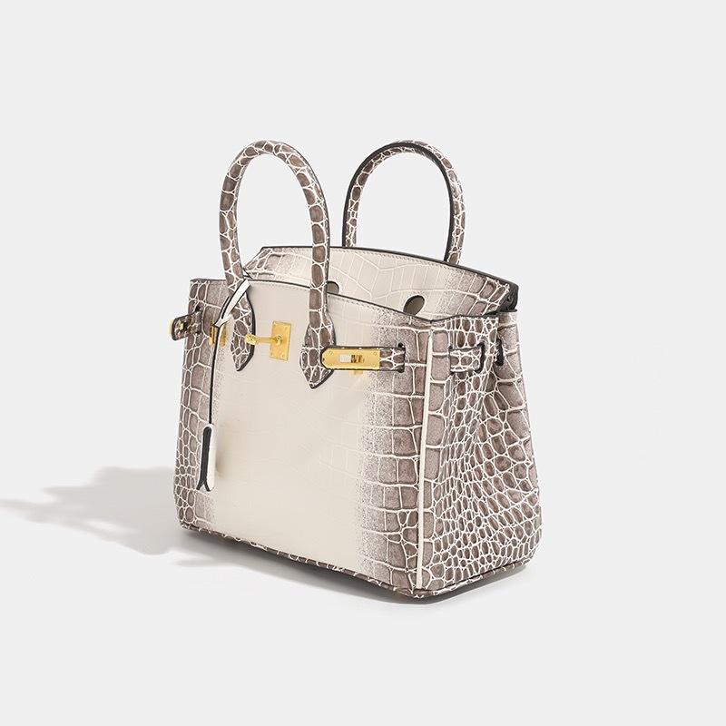 25cm Mode Klassisches Krokodilmuster Birkin Bag Luxus Damen Große Kapazität Tote Schulter Umhängetasche Mittel Weiches PU-Material Schnallenverschluss