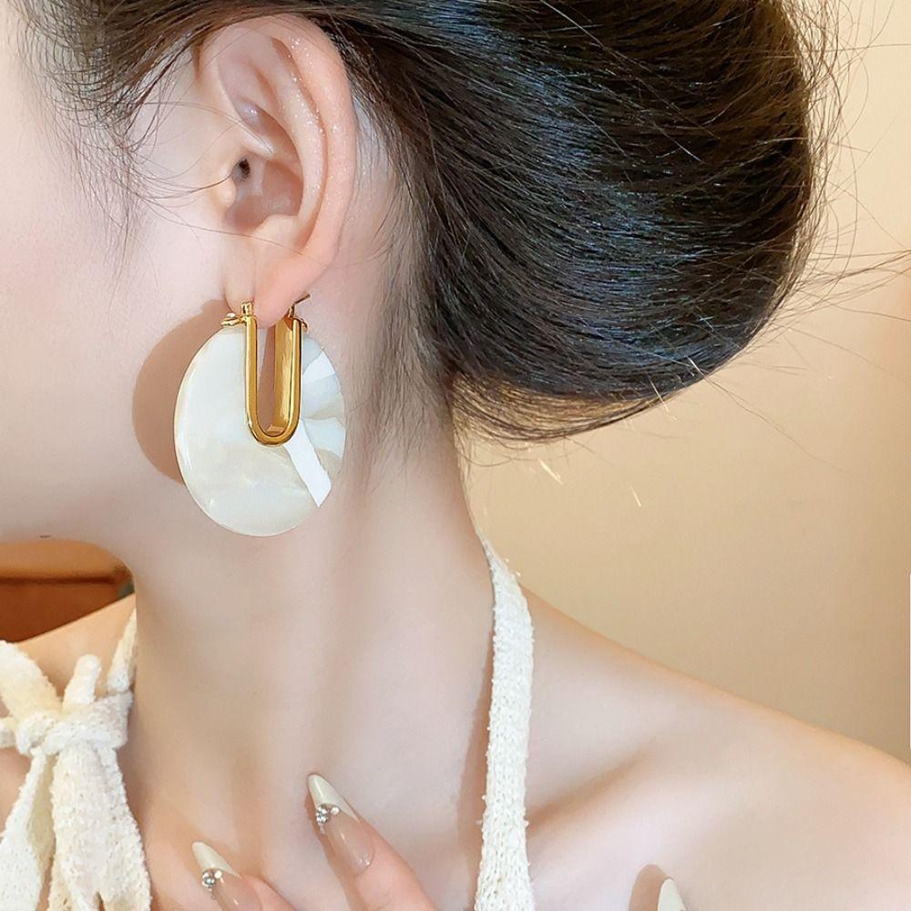 Acetic Acid Leopard Print Earrings Vintage C-shaped Earring Acetate Hoop Earrings  Girls