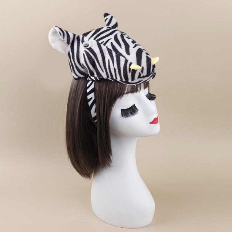 1/3/4Pcs Zebras Costume Set Zebras Ears Headband Tail Bowtie Gloves for Halloween Dress Up Animals Cosplay Costumes