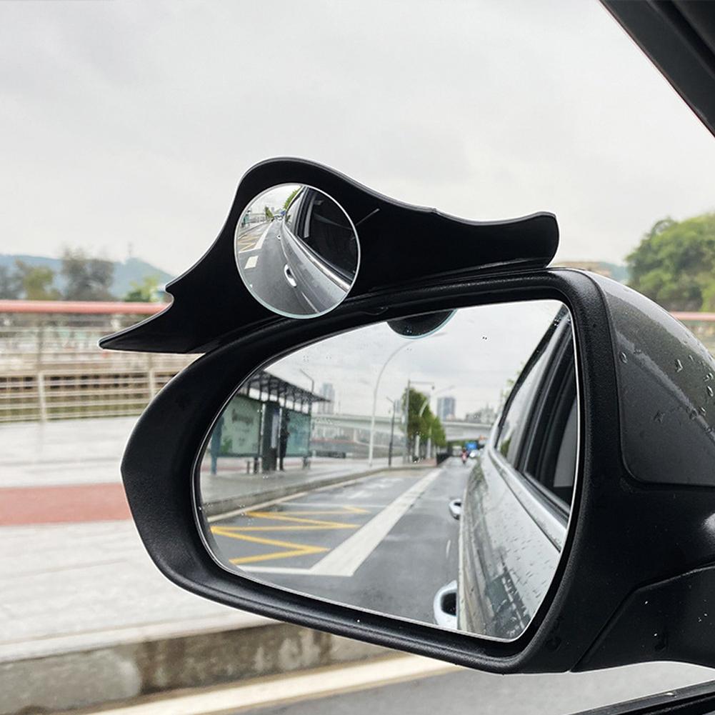 2Pcs 360 Rotatable Car Blind Spot Mirror And Rain Eyebrow Auto Parking Safety Auxiliary Mirror Accessories