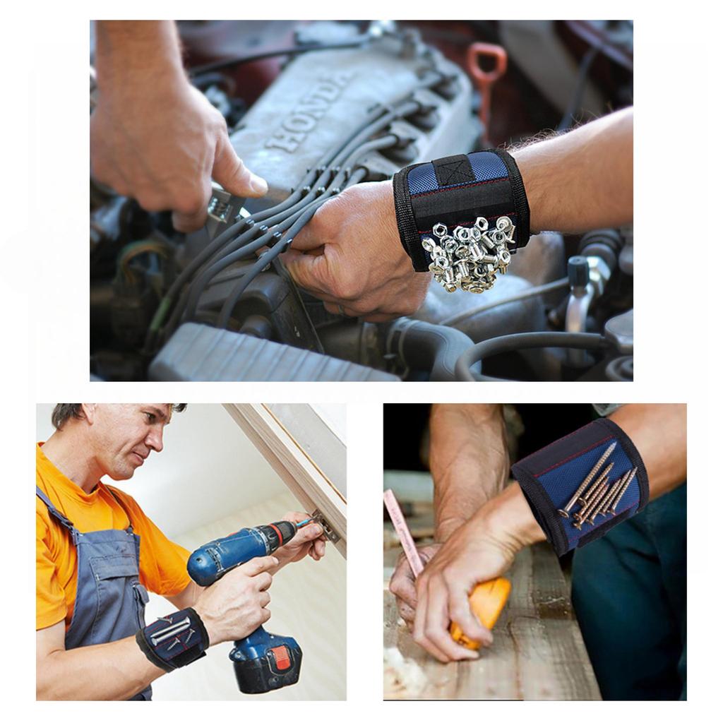 Magnetisches Armband Tragbare Werkzeugtasche zum Halten von Schrauben, Nägeln, Bohrern
