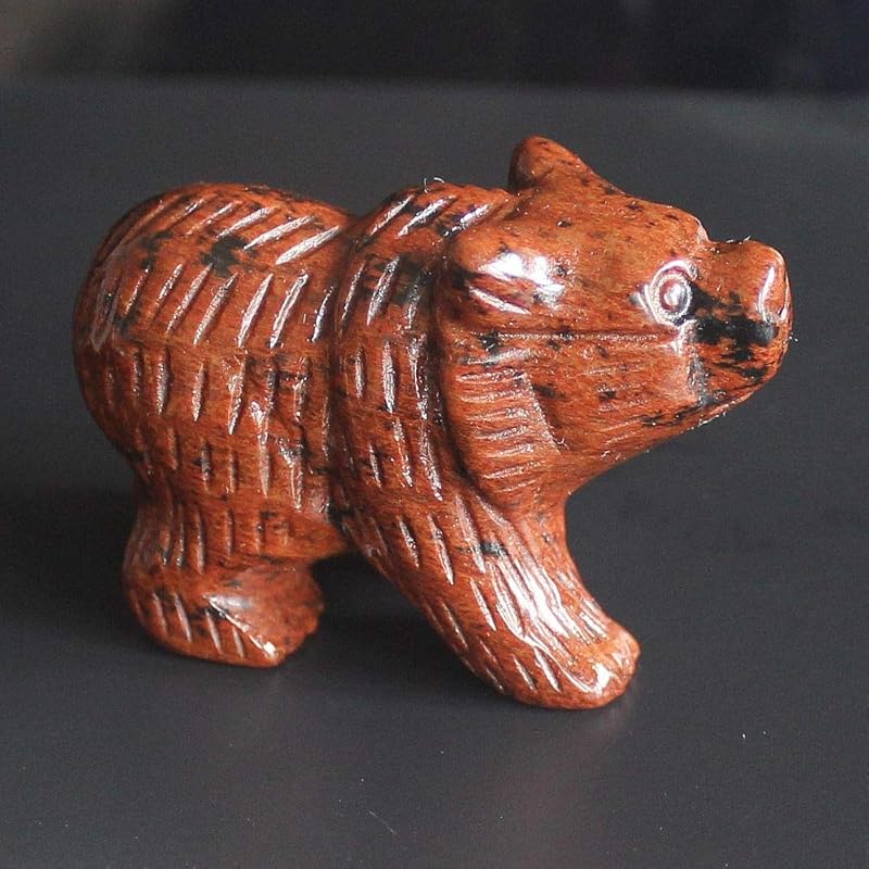 2   Ручная Резьба Смешанный Камень Кристалл Медведь Животное Фигурка Резьба по Животным (Черный обсидиан) crystal, stone, iron, mah