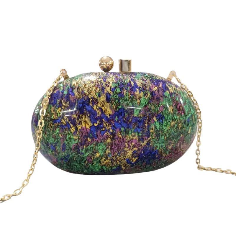 Oval Pearlescent Clutch Shoulder Acrylic Crossbody Evening Bag Fashion Ladies Handbags Woman Luxury Famous Brands Purse New In
