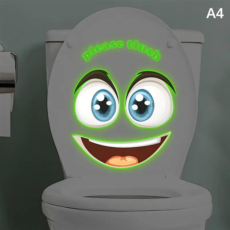 

Світловідбивні наклейки на унітаз Смішне обличчя , водонепроникні, знімні, самоклеючі ПВХ наклейки, декор для ванної кімнати, наклейки на стіну
