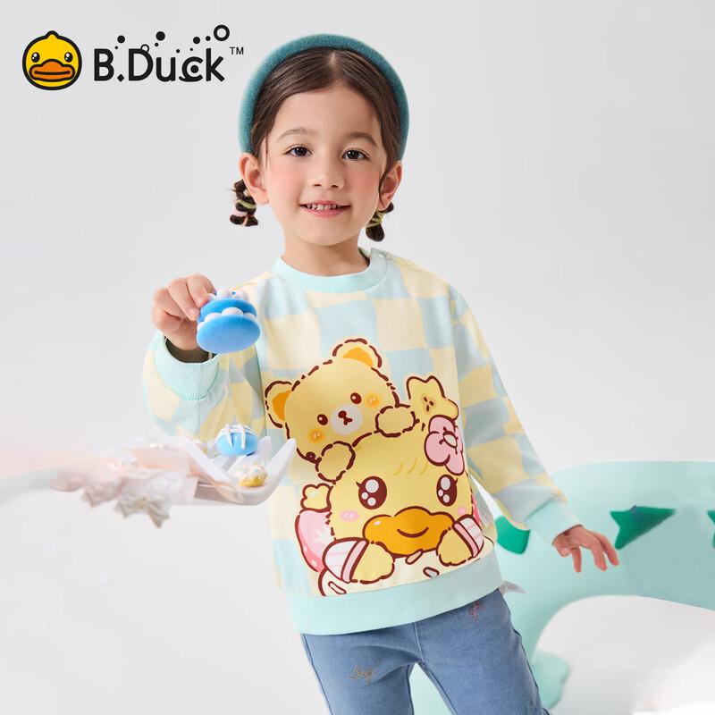 B.Duck Girls' Casual Plaid Pullover Sweatshirt