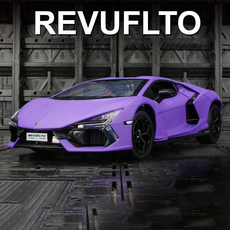 

NEW 1:24 Lamborghini Revuelto Supercar Alloy Car Model Sound and Light Children s Toy Collectibles Birthday gift фиолетовый