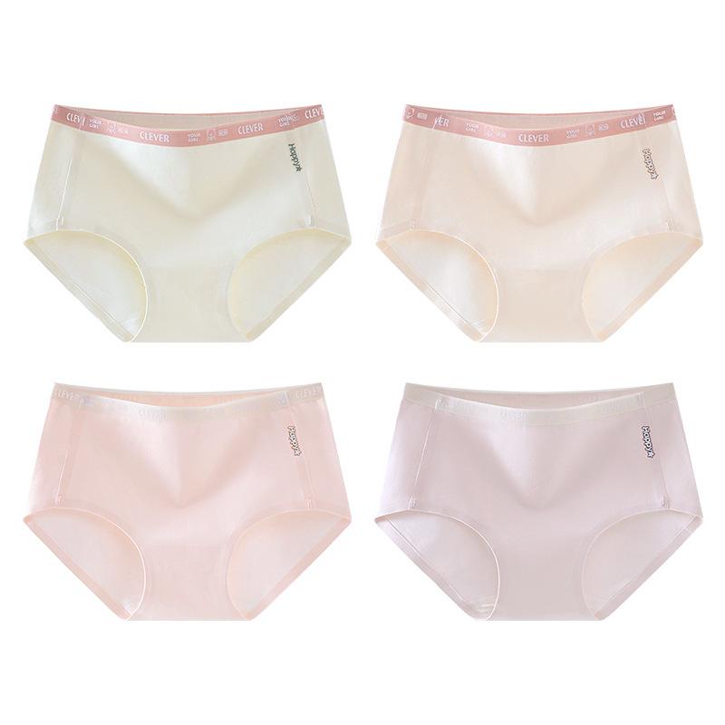 4Pcs Teen Girls Cotton Briefs, Seamless Soft Developmental Underwear, Comfort Breathable Triangle Panties for Young Girls L
