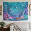 Vibrant Ocean Tapestry Wall Hanging Tropical Underwater Decor Bohemian Nautical Blue Coral Seashell Art Polyester Fabric for Liv