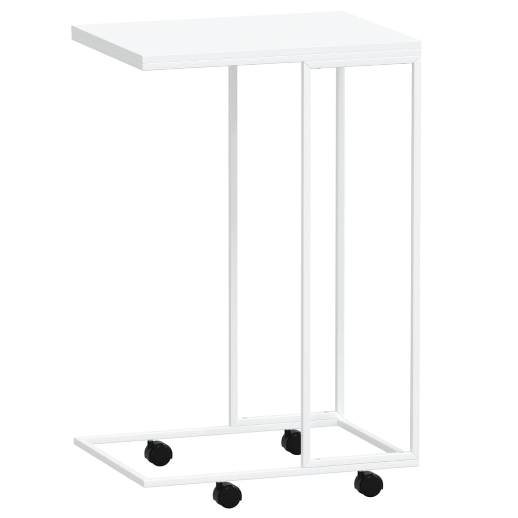  Side Table On Wheels, White, 40x30x63.5 Cm