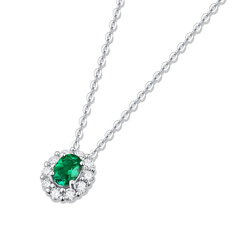 Tancise Women 925 Silver Lab Emerald Fashion Necklace Pendant Gift