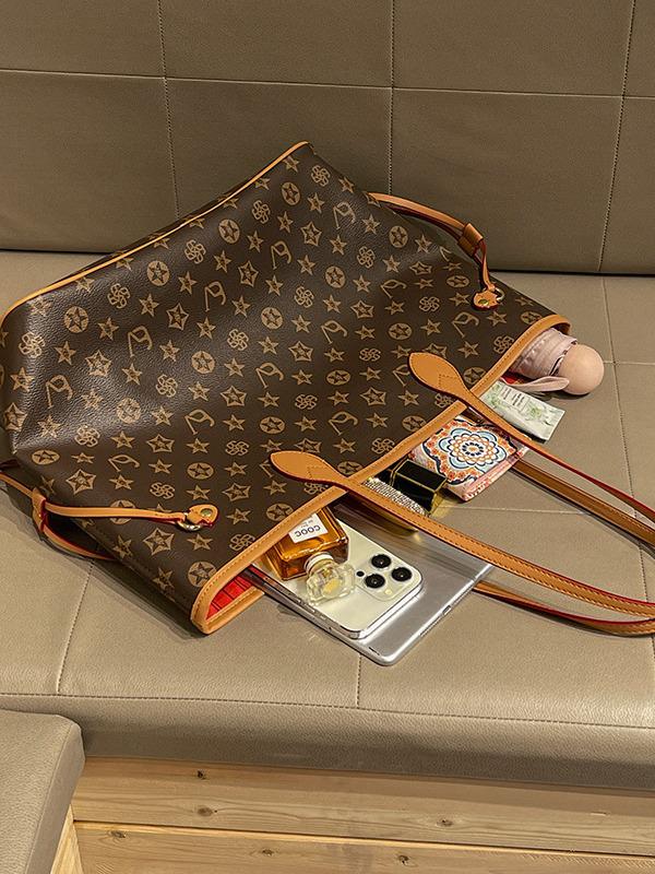 Fashionable Large-Capacity Textured Tote Bags, New Mother-and-Child Shopping and Women's Shoulder Bags