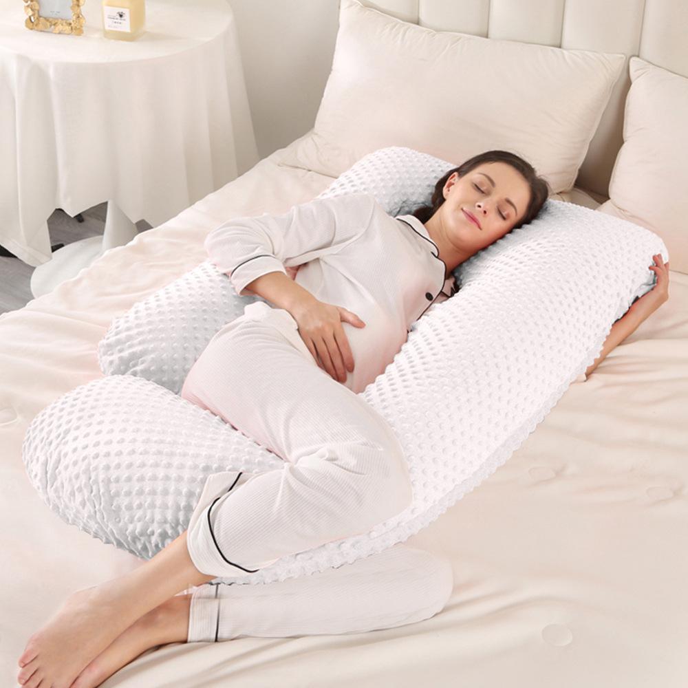 Crystal Velvet J-shaped Pregnancy Pillow Nursing Pillow Pregnant Woman Belly Support Pillow Side Sleeping Pillow Waist Pillow