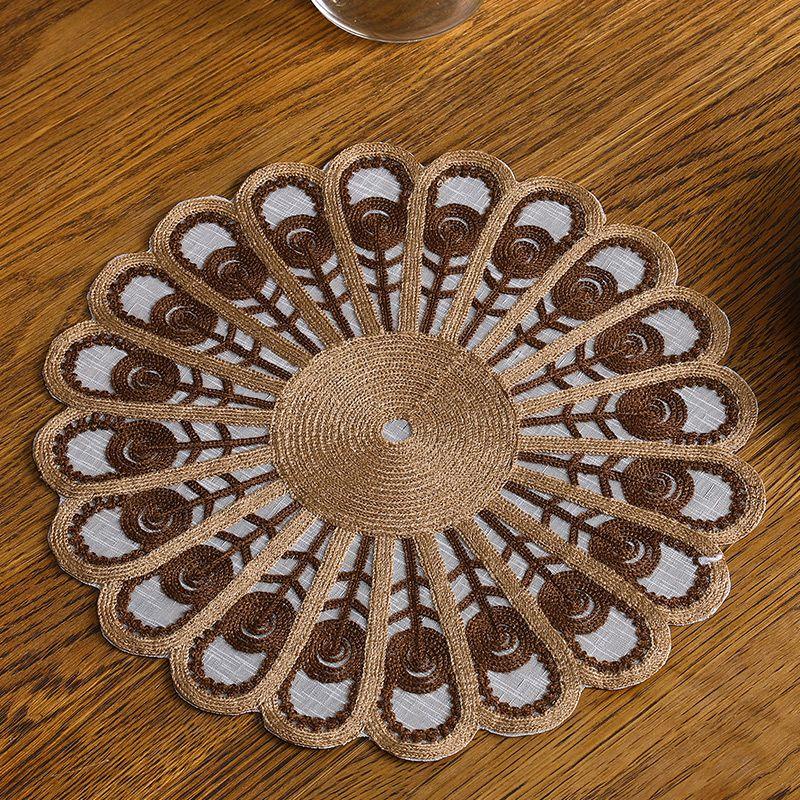 Lätt Lyx Broderi Lyxig Cirkulär Matskiva Bordsunderlägg Tallriksunderlägg, Vasunderlägg Bordslampa Underlägg Koppunderlägg Smyckesunderlägg Hem Retro Anti Skållningsunderlägg