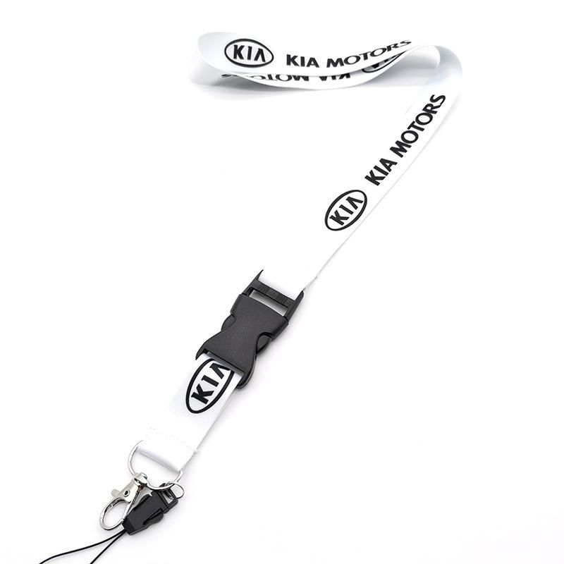 ABCDEK1 Car Keychain Neck Wear ID Card Pass Lanyard Black Nylon Long Keyring Ribbon For KIA KN Ceed Sportage Soul Sorento Optima Picanto