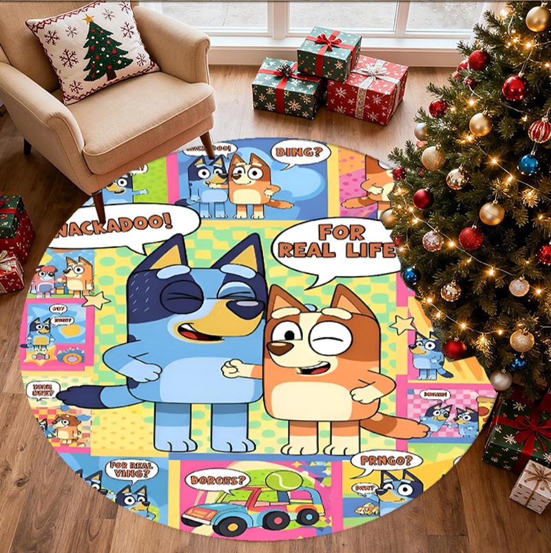 Bluey Pattern Round Rug, Indoor/Outdoor Mat, for Picnic, Gameroom, Bedroom, Office, Living Room, Home Decor Carpet, Birthday Gift