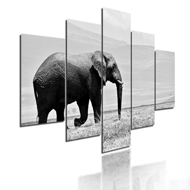 Minimalist Animals Poster Lion Leopard Orangutan And Elephant Canvas Painting 5 Pieces Modular Picture Print Wall Art Home Decor