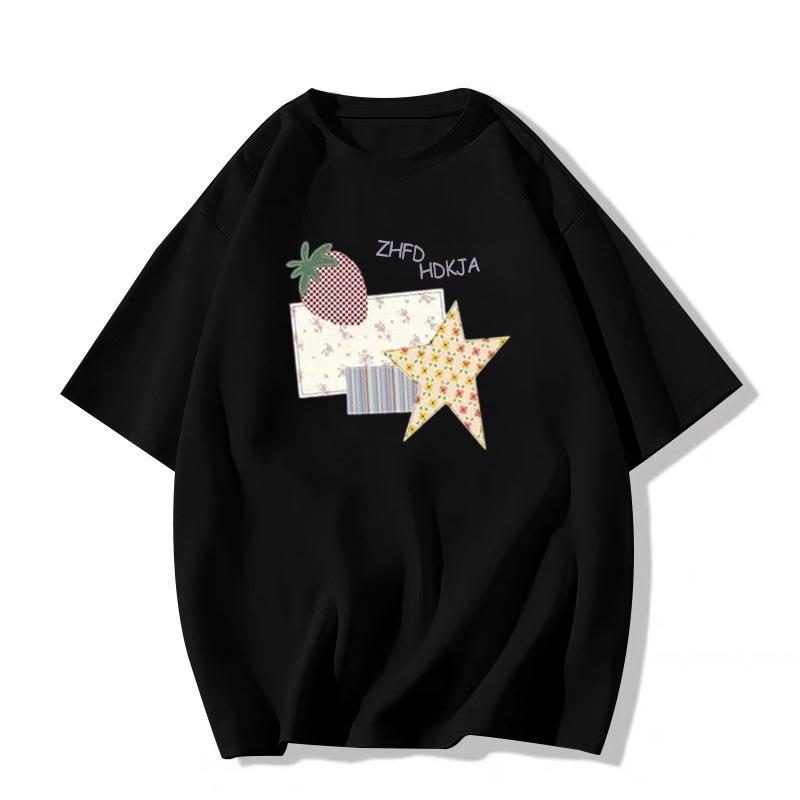 

Korean Style 100% Cotton Petite Women’s Loose Short-Sleeved T-Shirt 2XL